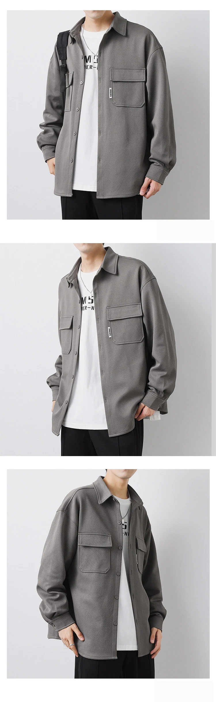 New Spring and Autumn Male′ S Worksuit Multi-Pocket Trend Ins Student Solid Color Top Casual Jacket/Jackets/Coat/Overcoat/Outerwear/Clothing/Clothes