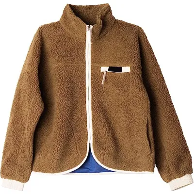 Matériaux RPET Manteaux d'hiver à manches longues pour femmes Vêtements d'extérieur avec poches Veste Sherpa en polaire